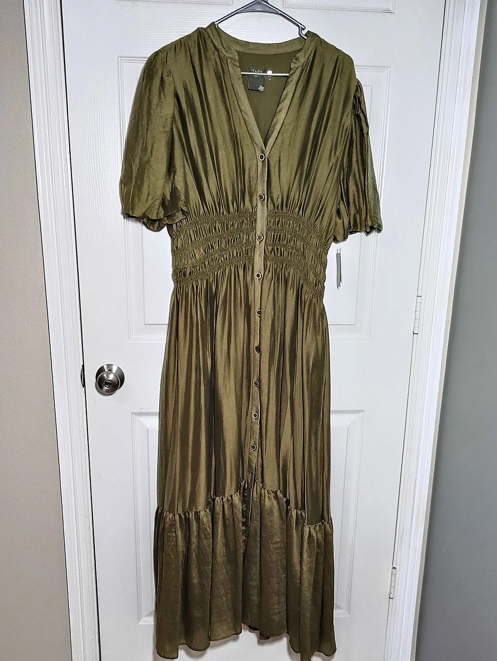 Taylor Olive Button Front Maxi Dress Size 16 NWT